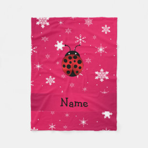 Personalisierte Namensmarienkäferrosaschneeflocke Fleecedecke