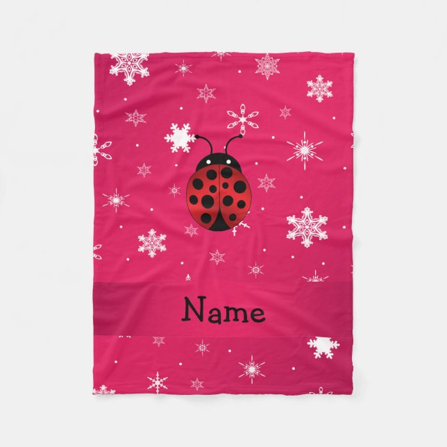 Personalisierte Namensmarienkäferrosaschneeflocken Fleecedecke (Vorderseite)