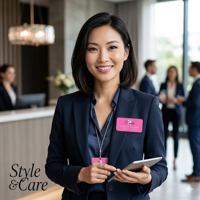 Personalisierte Namensmarke mit Monogramm und Jobb Namensschild (Personalized Name Tag with Monogram & Job Title)