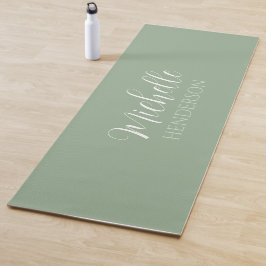 Personalisierte Namensmonogramm Salbeigrün Yogamatte