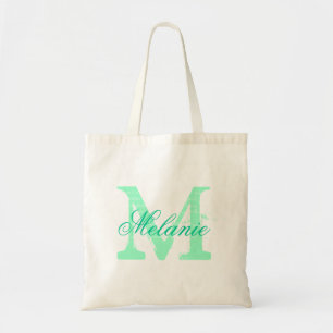 Personalisierte Namensmonogramm-Tasche Mintgrün Tragetasche