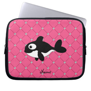 Personalisierte Namensmörderwal-Rosadiamanten Laptopschutzhülle
