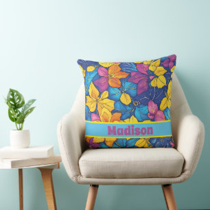 Personalisierte Namensmuster der Floral Watercolor Kissen