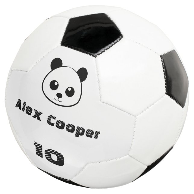 Personalisierte Namensnummer Lächelndes Panda Fußball (Dreiviertel)