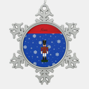 Personalisierte Namensnussknackerblauschneeflocken Schneeflocken Zinn-Ornament