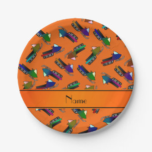 Personalisierte Namensorange Snowmobiles Pappteller