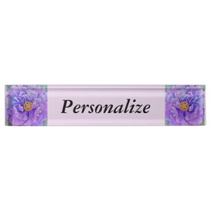 Personalisierte Namensplatte w/Uhr-Option - Peony Namensplakette