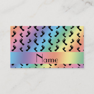 Personalisierte Namensregenbogenfüße Telefonnummerkarte
