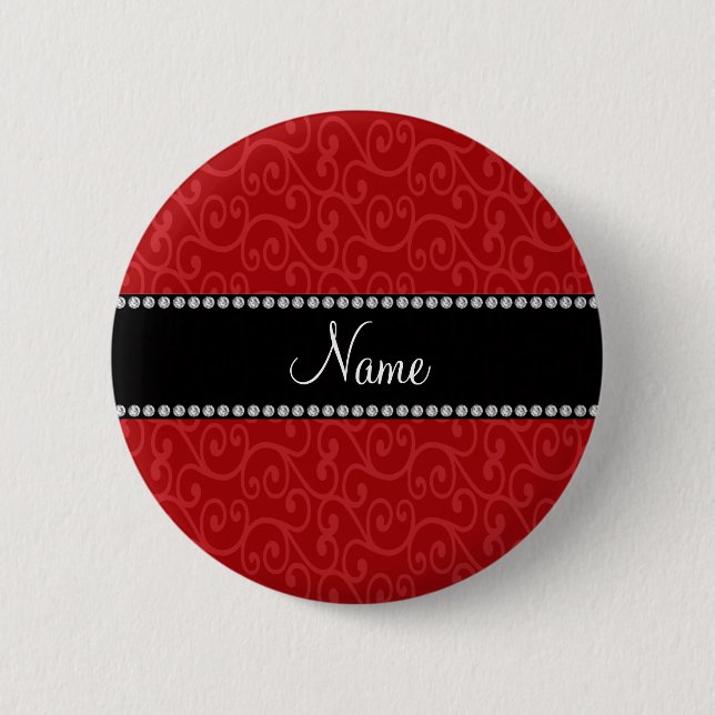 Personalisierte Namensrote Wirbel Button (Vorderseite)