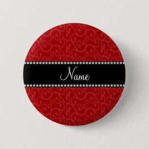 Personalisierte Namensrote Wirbel Button