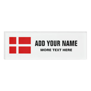 Personalisierte Namensschilder mit dänischer Flag Namenschild