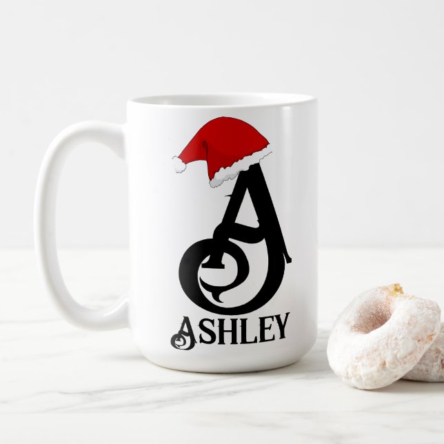 Personalisierte Namensschrift, Monogramm Weihnacht Kaffeetasse (Mit Donut)