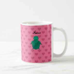 Personalisierte Namensseeschildkröte-Rosaherzen Tasse