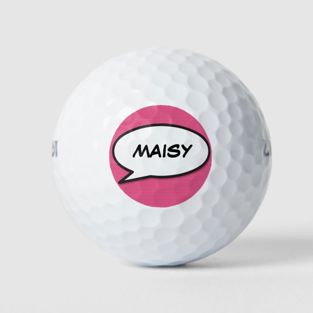 Personalisierte Namenssprache Blase Rosa Golfball (Vorderseite)