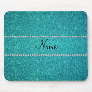 Personalisierte Namenstürkis-Glitterdiamanten Mousepad