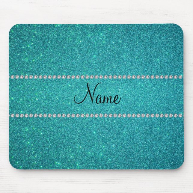 Personalisierte Namenstürkis-Glitterdiamanten Mousepad (Vorne)