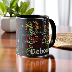 personalisierte Namenstypografie schwarz erstellen Tasse