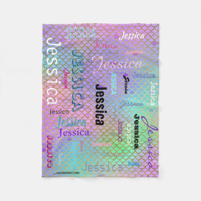 Personalisierte Namenstypographie-helle Fleecedecke (Vorderseite)
