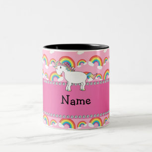 Personalisierte Namensunicornrosaregenbogen Zweifarbige Tasse