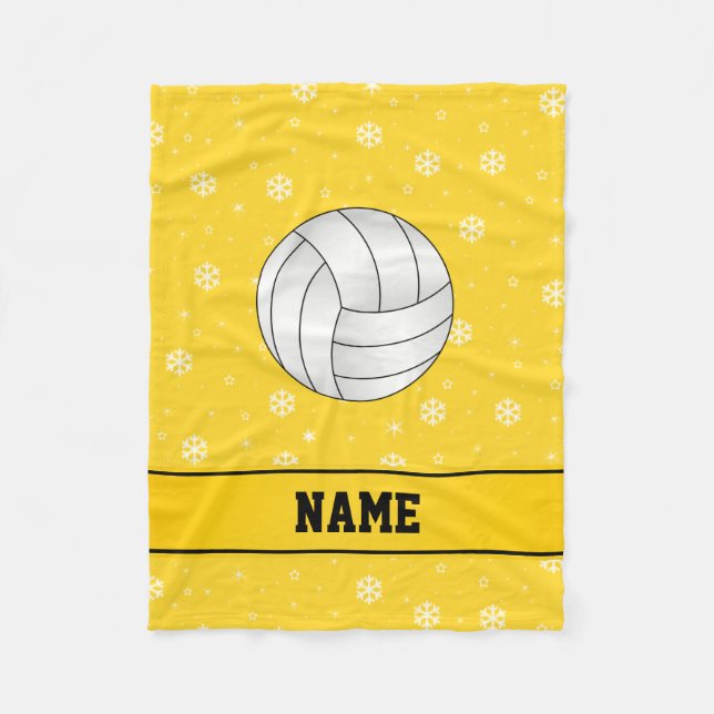 Personalisierte Namensvolleyballgelbschneeflocken Fleecedecke (Vorderseite)