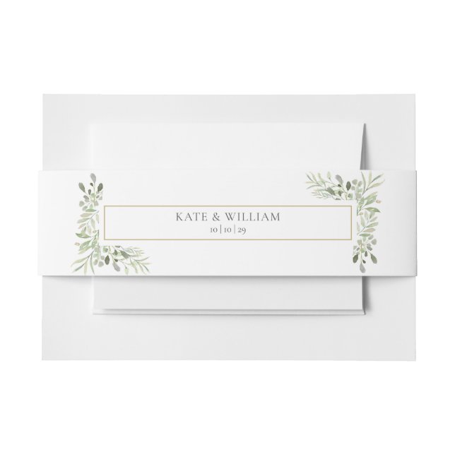 Personalisierte Names Greenery Foliage Hochzeit Einladungsbanderole (Vorderseite Beispiel)