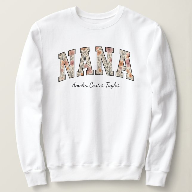 Personalisierte Nana mit Grandkids Names Sweatshirt (Design vorne)