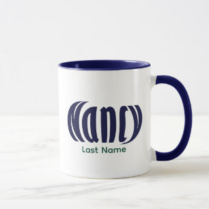 Personalisierte "Nancy" in Hunter Green und Navy B Tasse