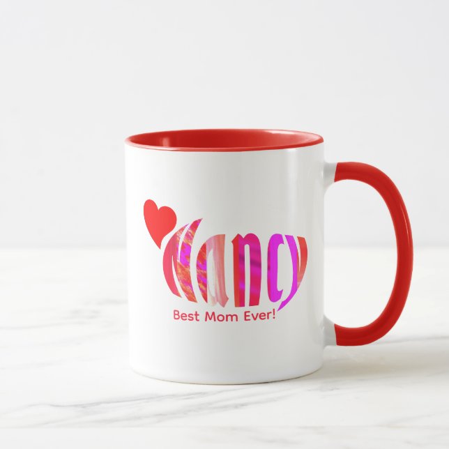 Personalisierte "Nancy" in Rot Rosa, Orange und Hö Tasse (Rechts)