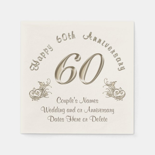 PERSONALISIERTE Napkins zum 60. Hochzeitstag Serviette (Vorderseite)