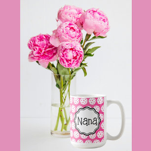 Personalisierte Narbenrosa und weißes Pickleball Kaffeetasse