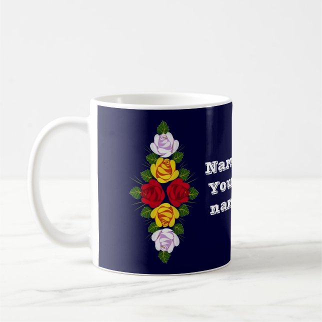 Personalisierte Narrowboat Rosen Kaffeetasse (Links)