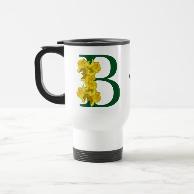 Personalisierte Narzisse-Monogramm-Initiale B Reisebecher (Links)
