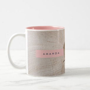 Personalisierte Naturholz-Körner-Textur Zweifarbige Tasse