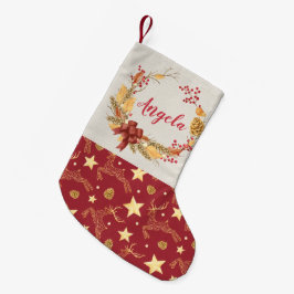 Personalisierte natürliche rustikale kleiner weihnachtsstrumpf