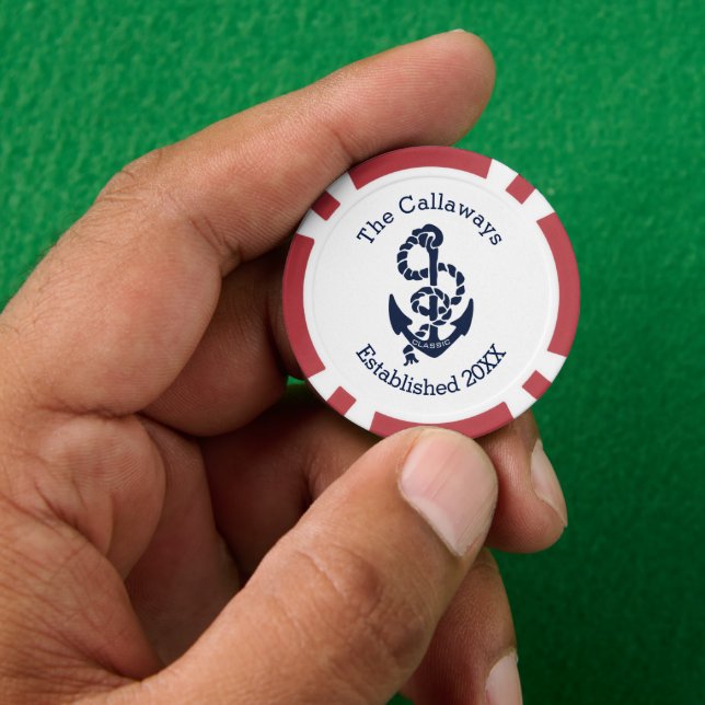 Personalisierte Nautische Navy-Anker Pokerchips (Hand)