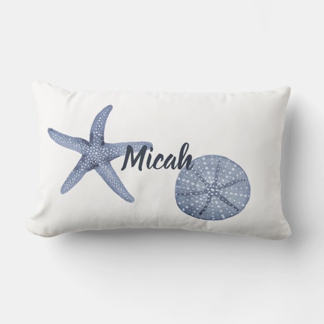 Personalisierte nautische Pillow Blue-Farbe Lendenkissen (Vorderseite)