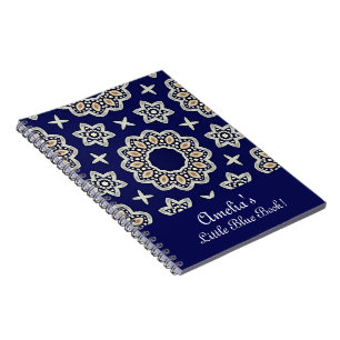 Personalisierte Navy Blau Weiße & Goldene Mandala- Notizblock