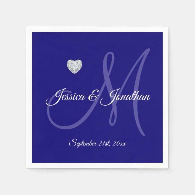Personalisierte NAVY BLUE Mit Monogramm Hochzeit Serviette (Vorderseite)