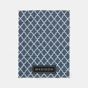Personalisierte Navy Blue und Black Quatrefolie Fleecedecke