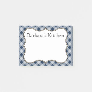 Personalisierte Navy-Gingham-Post-it-Notes Post-it Klebezettel