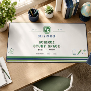 Personalisierte Navy-Grün-Wissenschaftsschulmappe Schreibtischunterlage