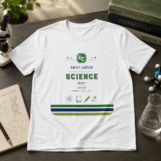 Personalisierte Navy-Grün-Wissenschaftsschulmappe Tri-Blend Shirt