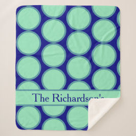 Personalisierte Navy-Mint-Polka-Dot-Pattern-Modern Sherpadecke