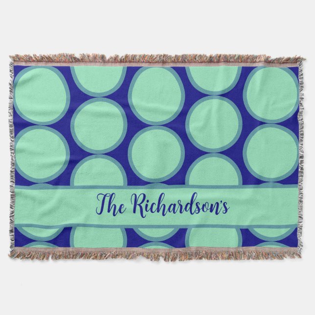 Personalisierte Navy-Mint-Polka-Punkt-Muster-Moder Decke (Vorderseite)