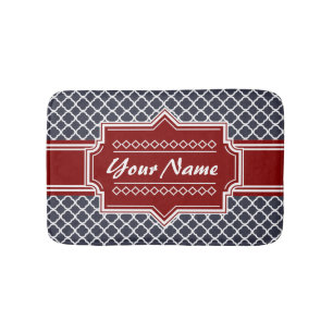 Personalisierte Navy und Red Quatrefoil Badematte