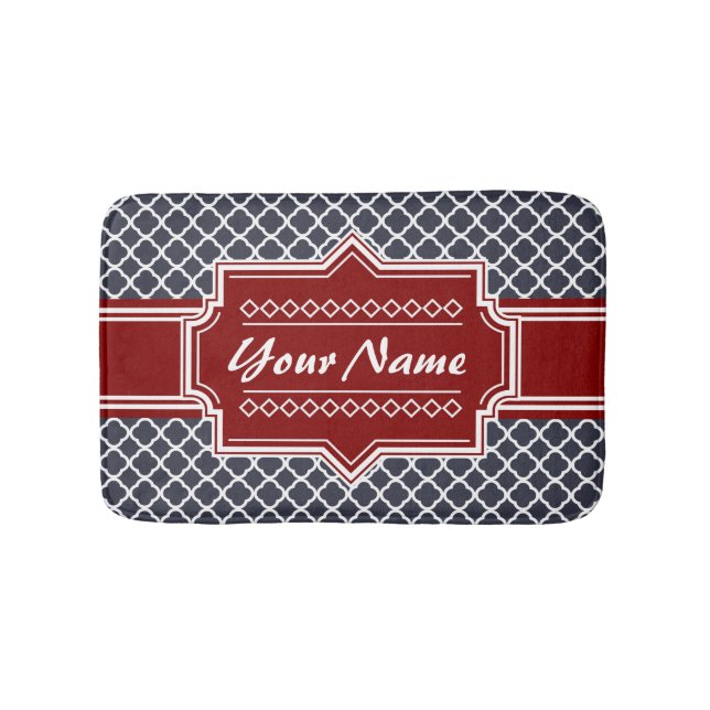 Personalisierte Navy und Red Quatrefoil Badematte (Vorderseite)