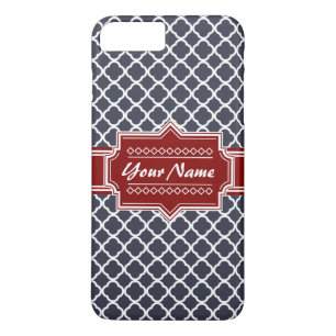 Personalisierte Navy und Red Quatrefoil iPhone 8 Plus/7 Plus Hülle