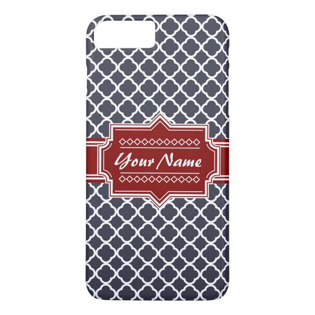 Personalisierte Navy und Red Quatrefoil Case-Mate iPhone Hülle (Rückseite)