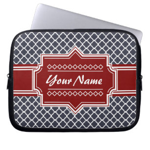 Personalisierte Navy und Red Quatrefoil Laptopschutzhülle