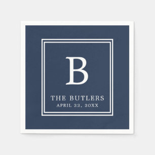 Personalisierte navyblaue Hochzeitspapier Serviett Serviette